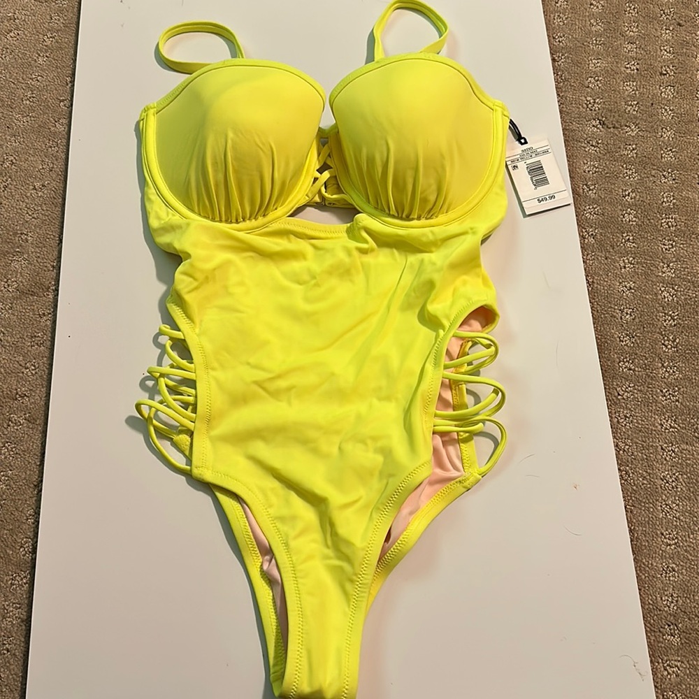 New with tag neon yellow bathing suit